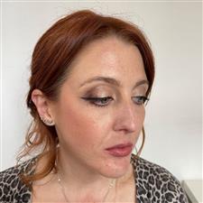 Wedding trial makeup with shimmer eyes and winged eyeliner